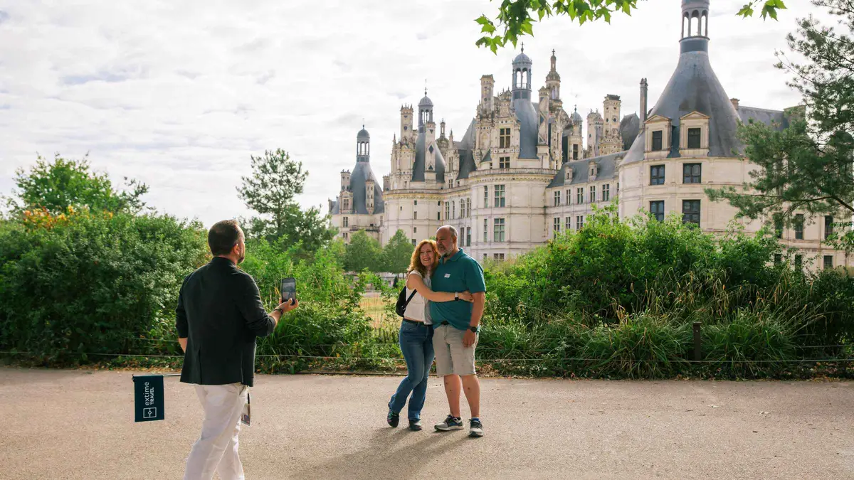 Chateau de Chambord roofline and towers on a full-day Loire Valley castles tour from Paris