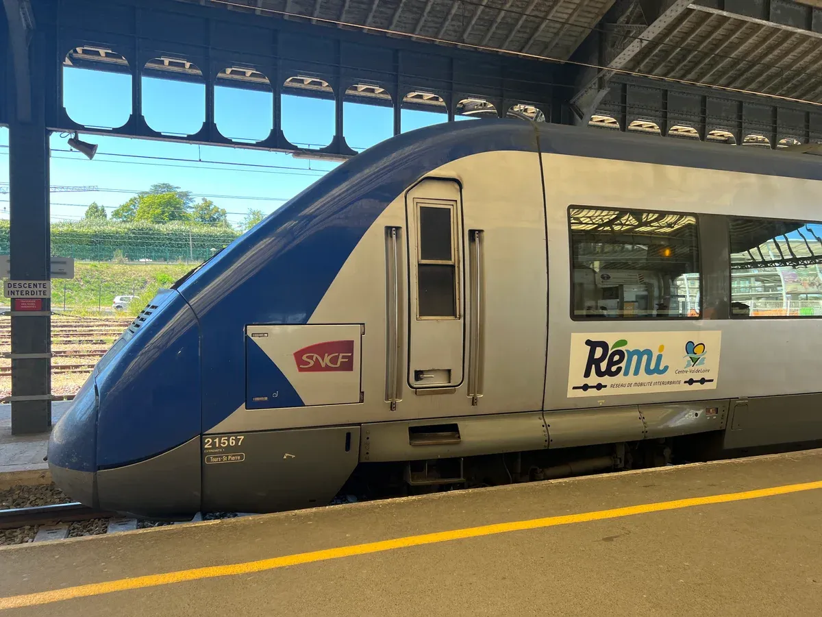 Regional train at Blois-Chambord station on a Loire Valley castles tour by train