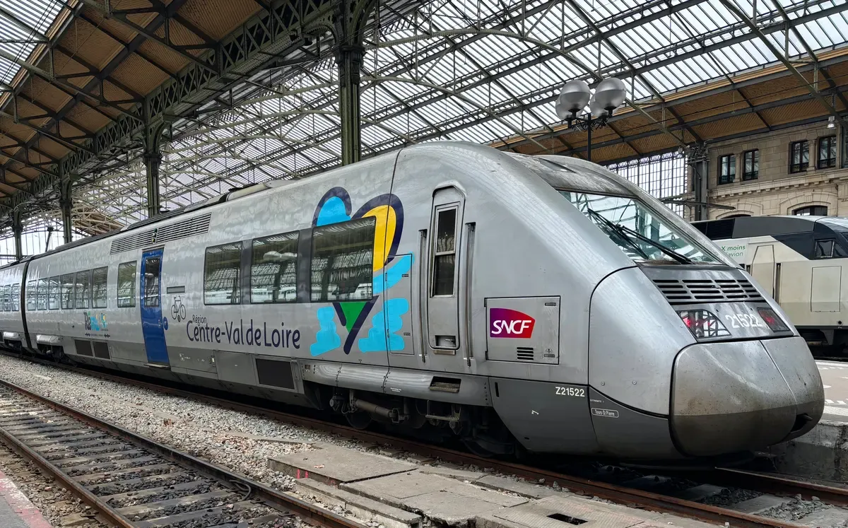 Regional train at Tours station, used for Loire Valley castles day trips from Paris